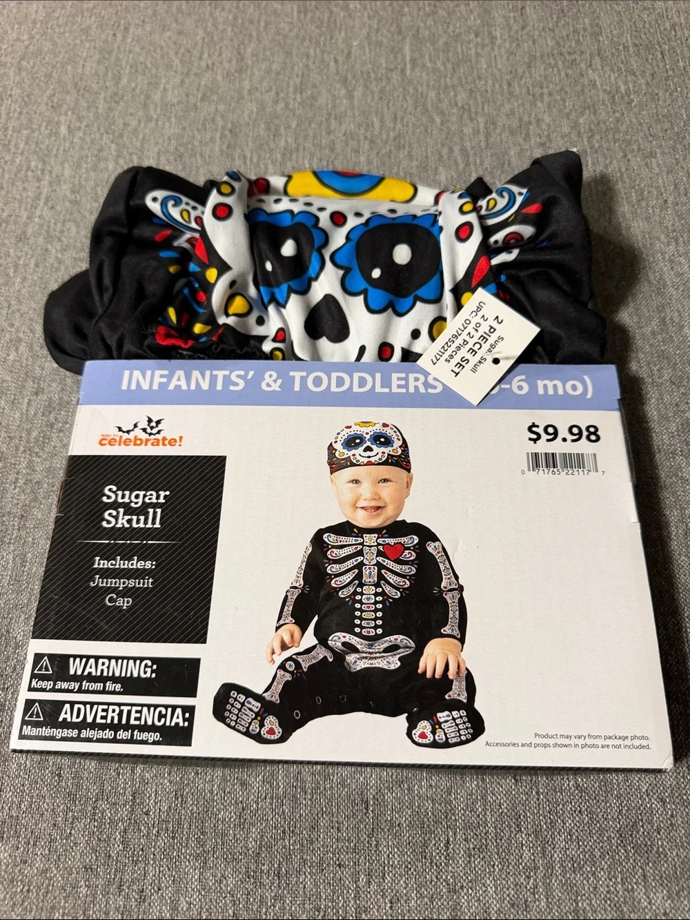 Sugar Skull Infant Cap - Black with Multicolor Skull Print